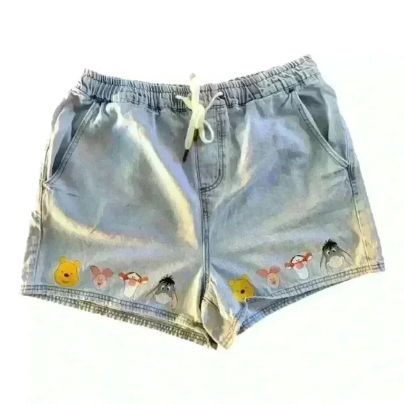 Disney Winnie The Pooh Faces Drawstring Denim Shorts Size XL. - Picture 2 of 6